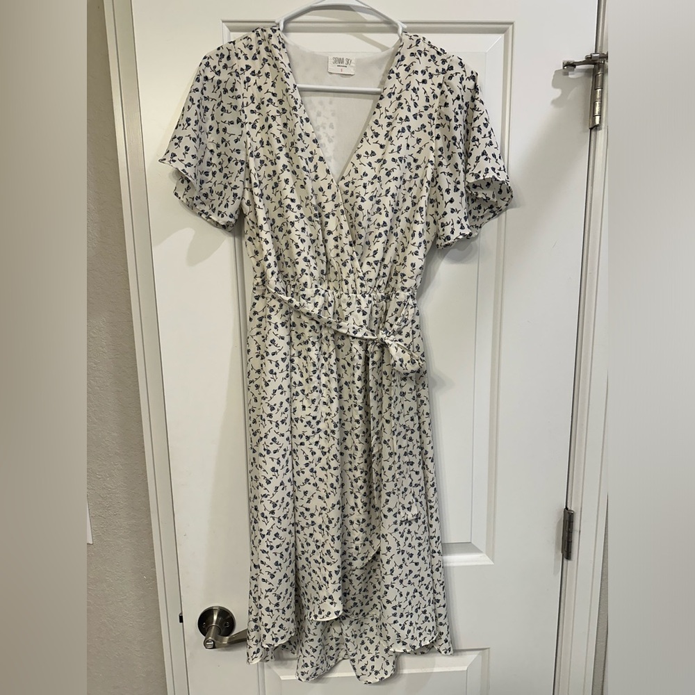 Sienna Sky white flower wrap dress
